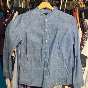 J.Crew Chambray Ruffle Neck Blouse